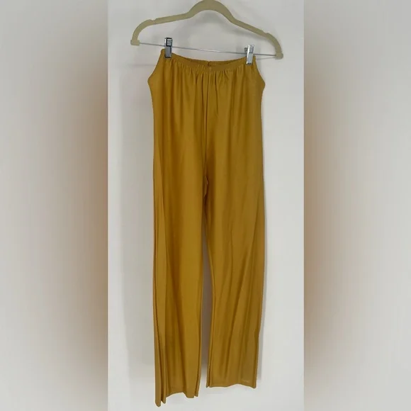 Vintage Gold Quilted Lounge Set Maxi Bed Jacket & Slinky Pants - Picture 9 of 17